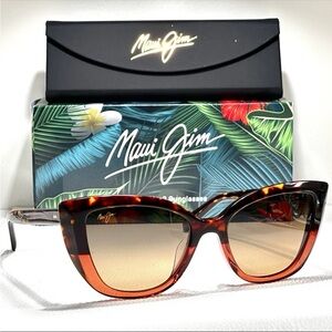 NWOT Maui Jim Blossom Brown Tortoise Two Tone Cat Eye Sunglasses 892-10